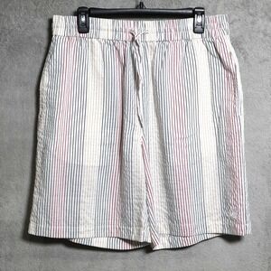 Kith Shorts Mens Large White Red Yellow Stripe Seersucker Bermuda Casual Summer